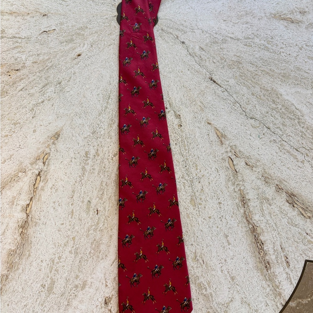 Ralph Lauren Red Equestrian Pattern Tie